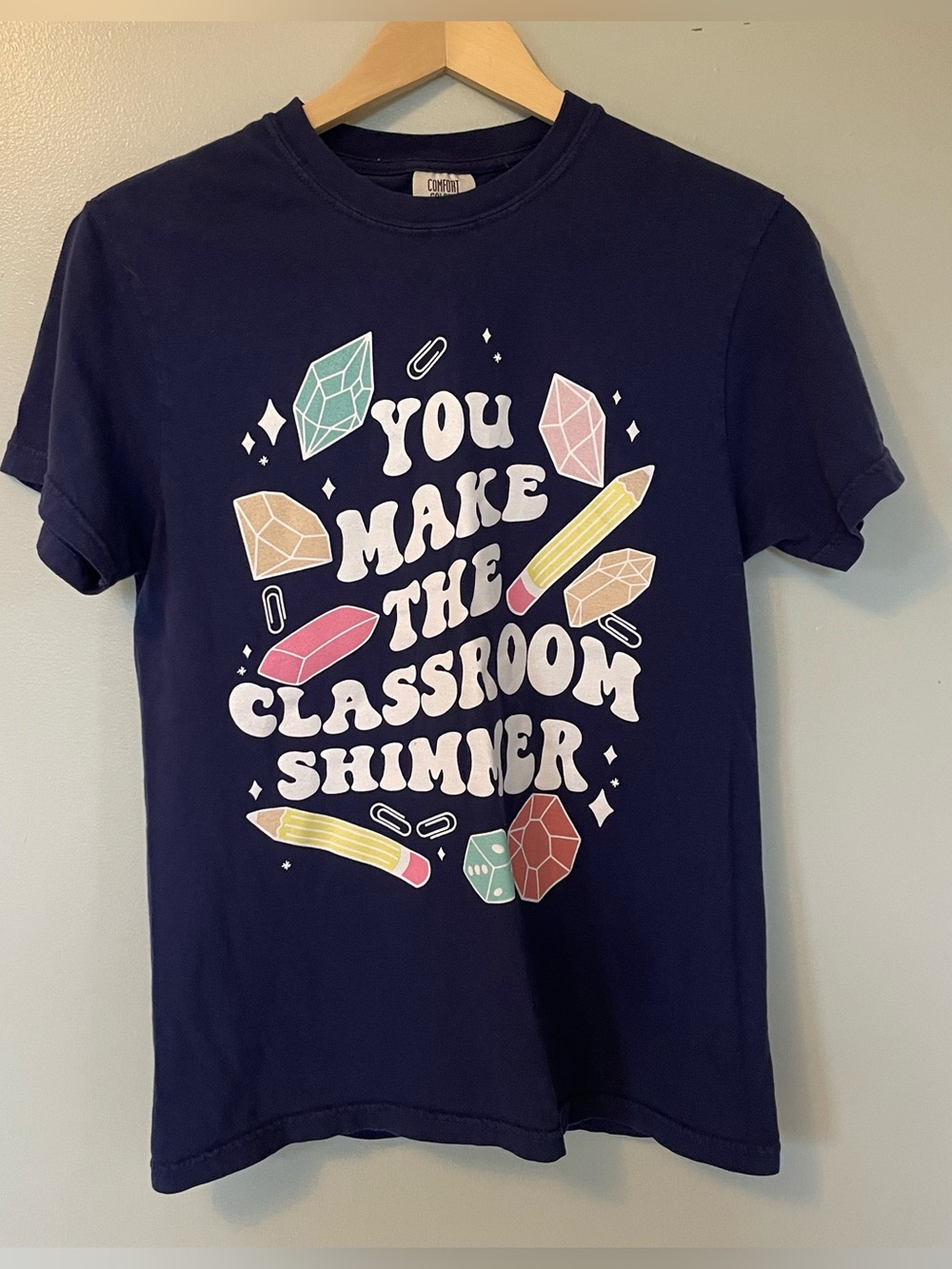 Comfort Colors Navy 'You Make The Classroom Shimmer' Graphic Tee